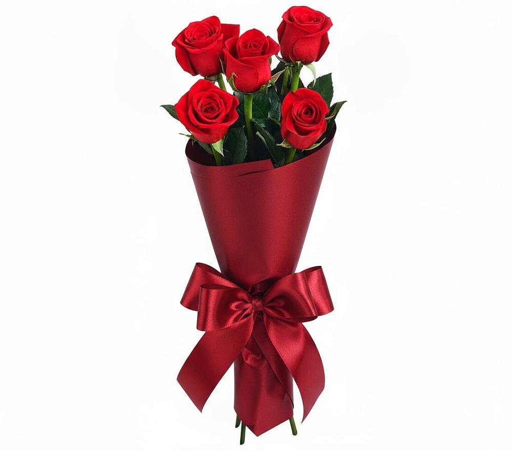 Букет 5 Красных роз Эдлесс Лав в Солдатском
