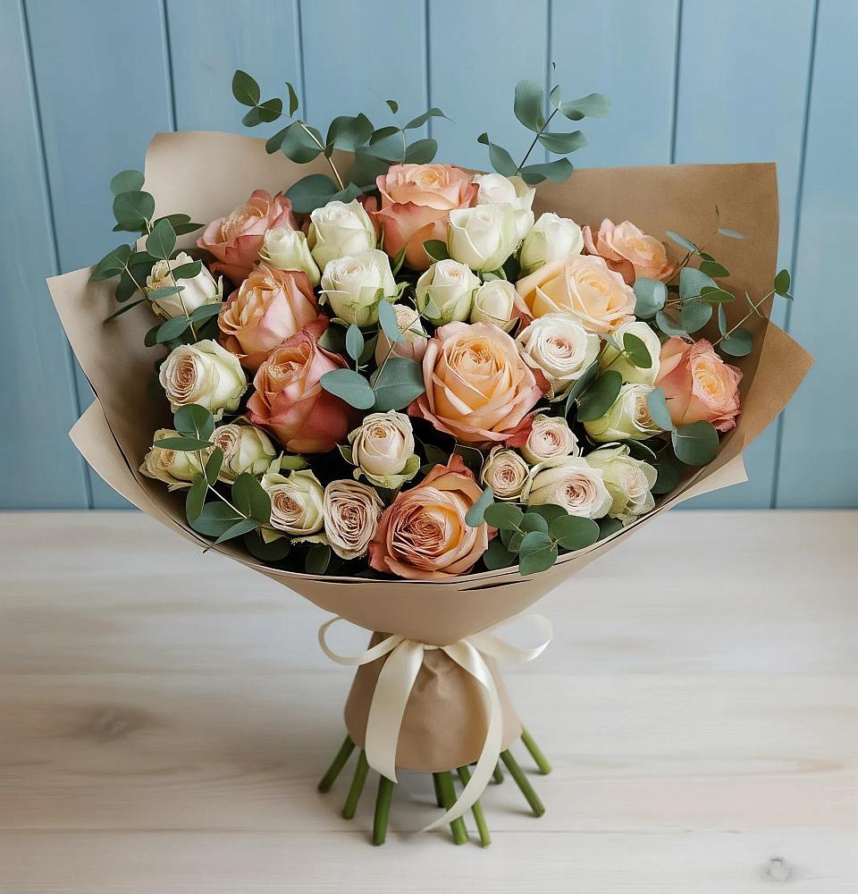 Букет цветов из: Альстромерии и Розы в Солдатском