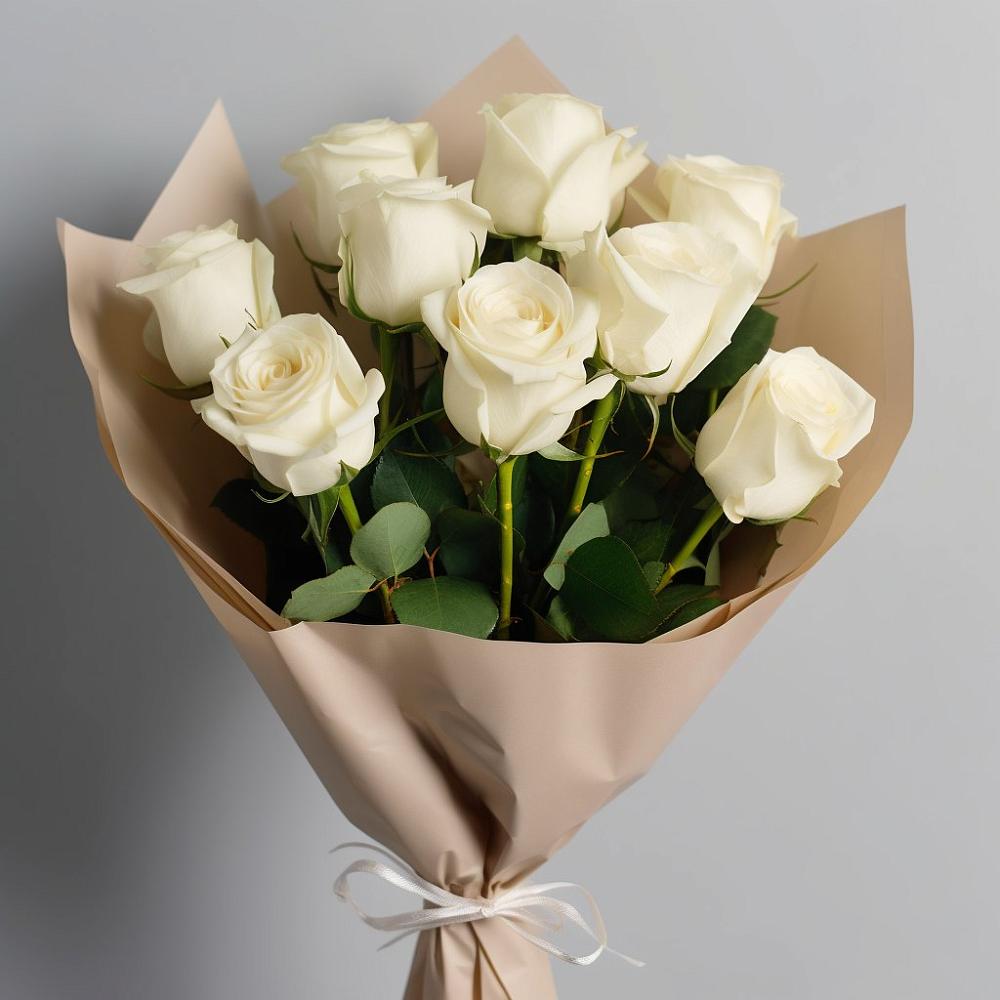 Букет 9 Белых роз Эдлесс Лав в Солдатском