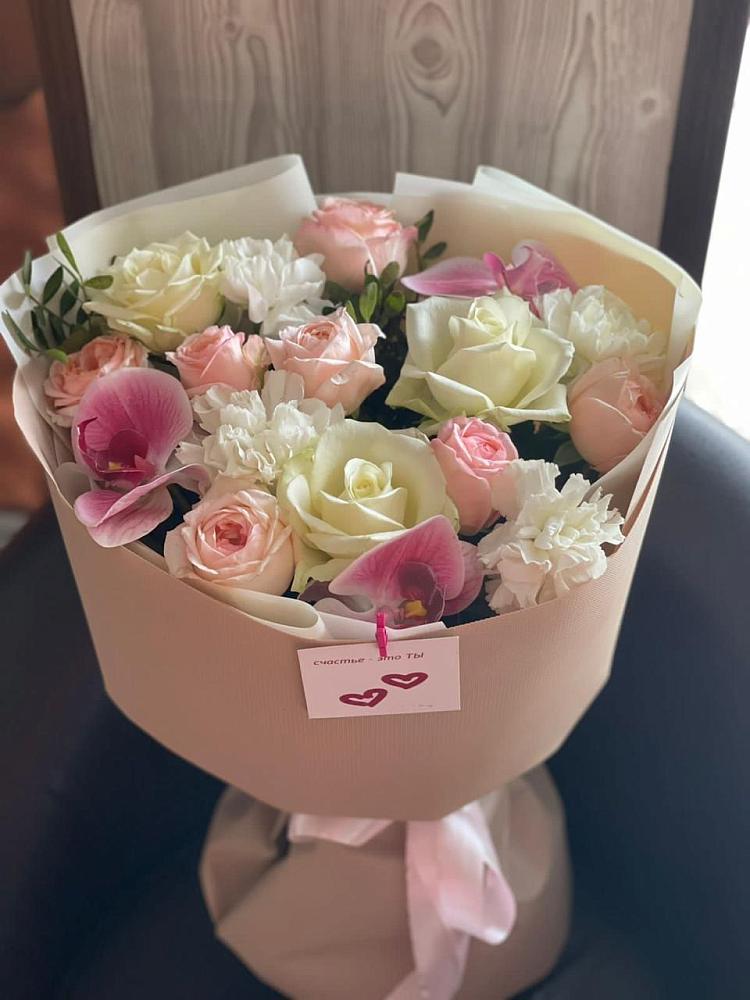 Букет цветов из: Орхидеи, Розы и Гвоздики в Солдатском