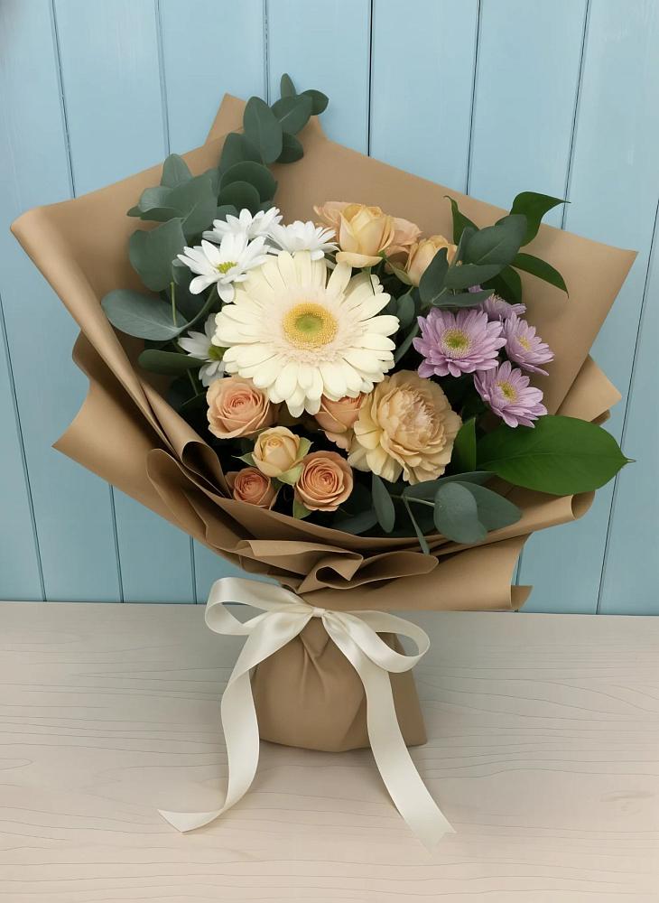 Букет цветов из: Герберы и Хризантемы в Солдатском