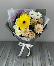 Букет цветов из:  Розы, Герберы и Хризантемы #REPLACE_PRED# Солдатском