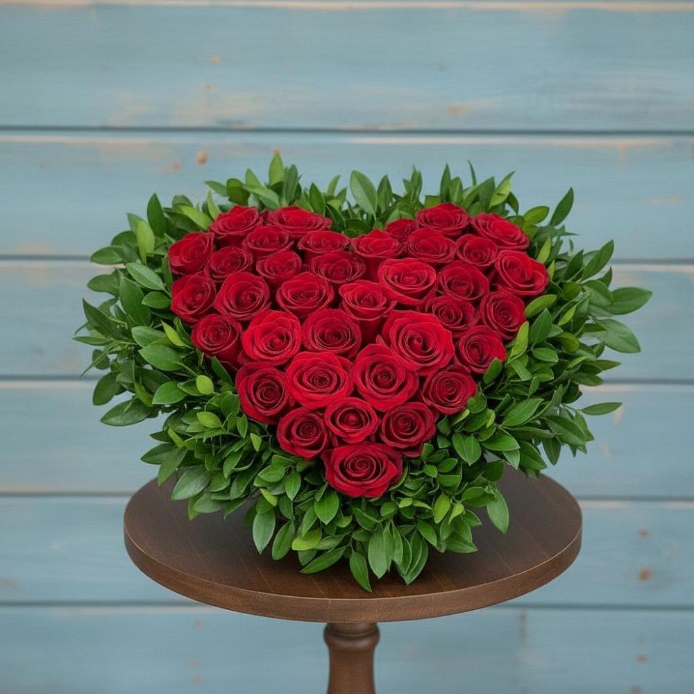 Цветочная композиция из Розы в виде сердца в Солдатском