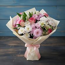 Букет цветов из:  Хризантемы, Альстромерии и Розы в Солдатском