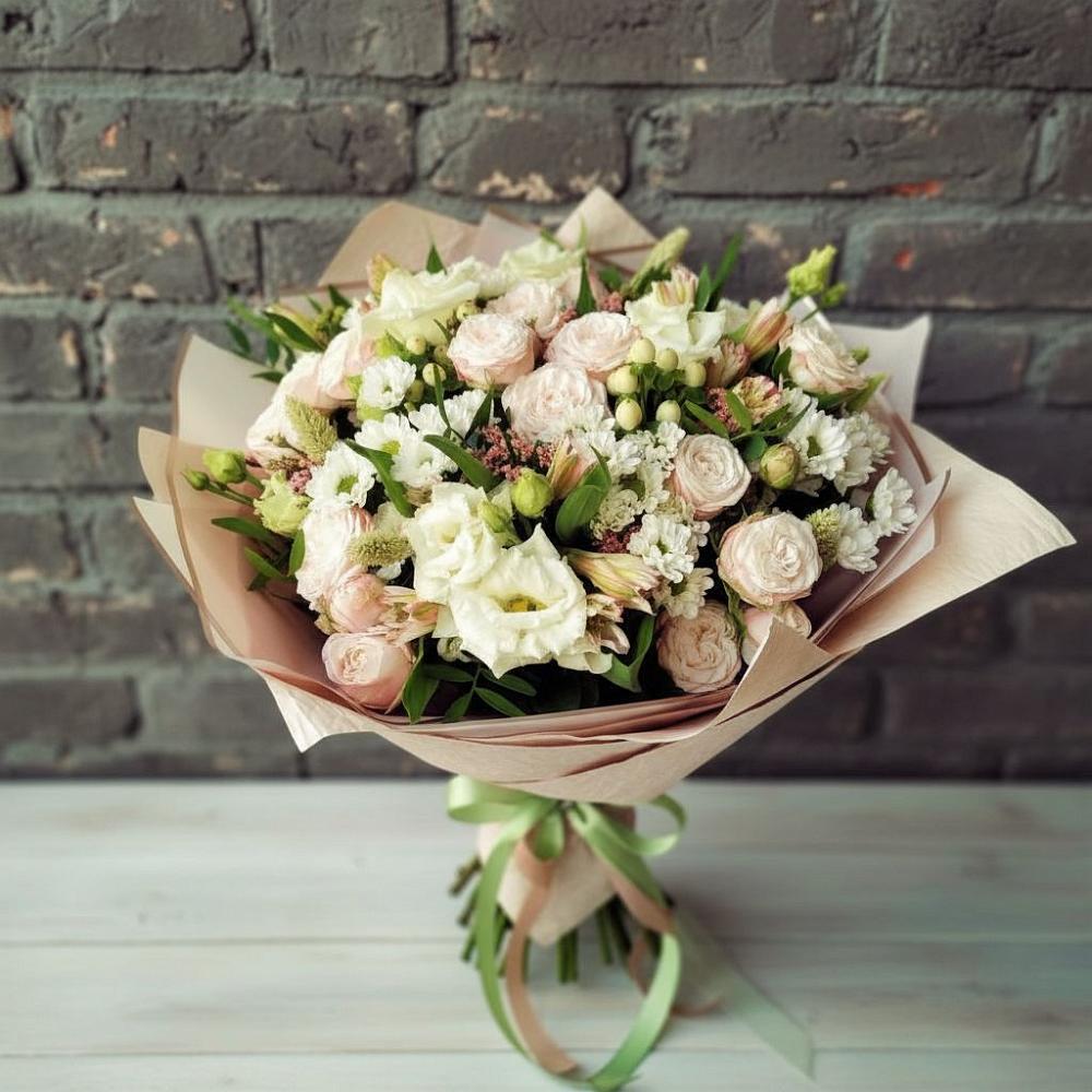Букет цветов из: Альстромерии, Розы и Хризантемы в Солдатском