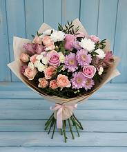 Букет цветов из:  Хризантемы, Розы и Альстромерии в Солдатском