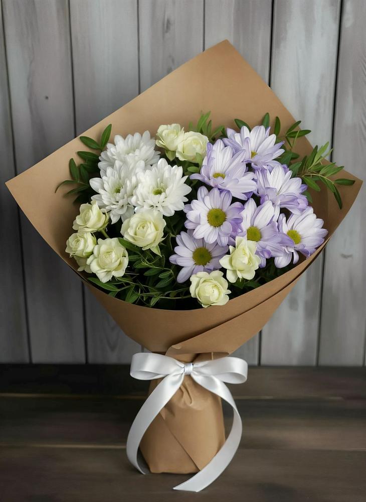 Букет цветов из: Хризантемы и Розы в Солдатском